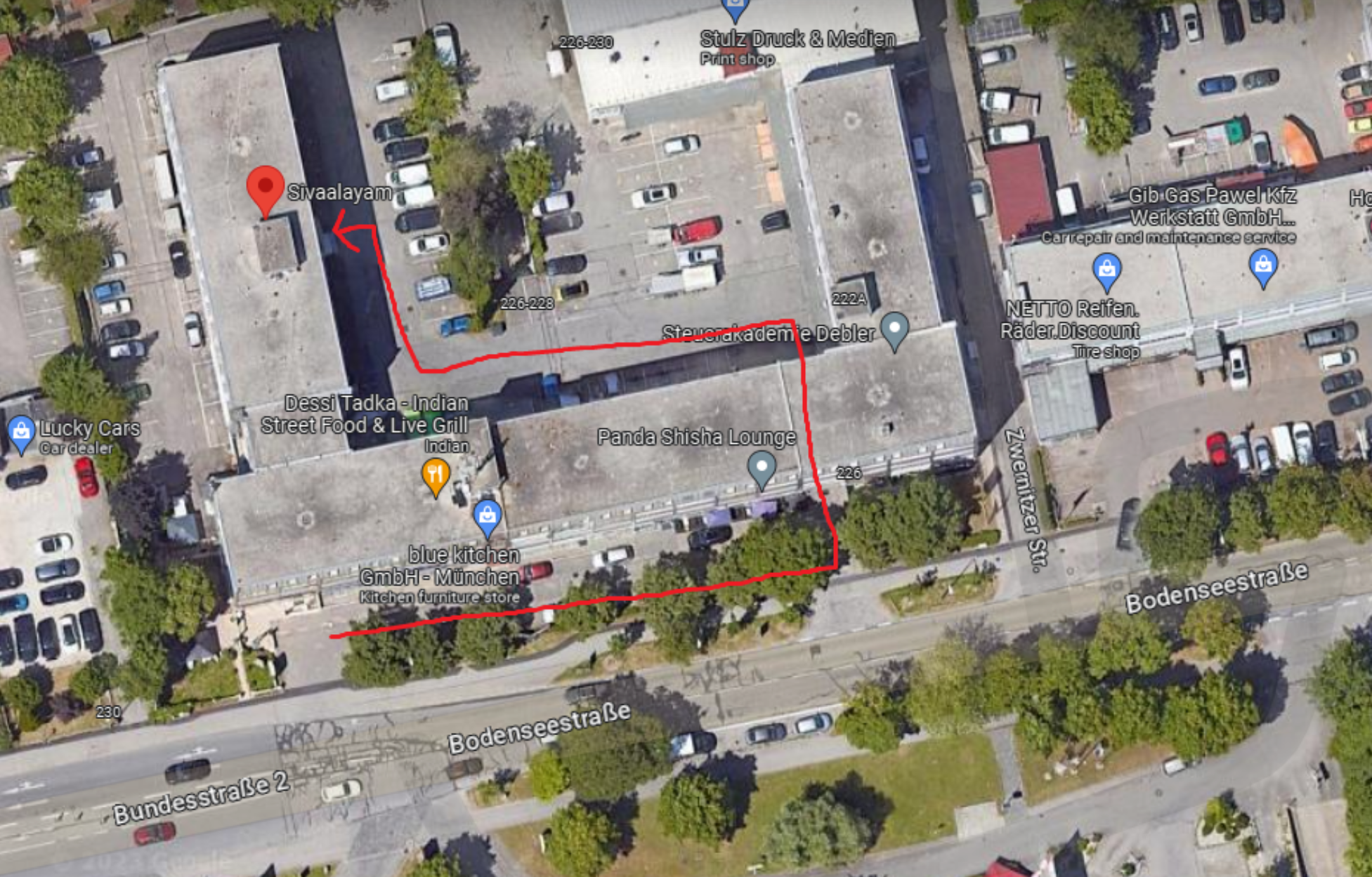 Map to Sivaalayam Munich